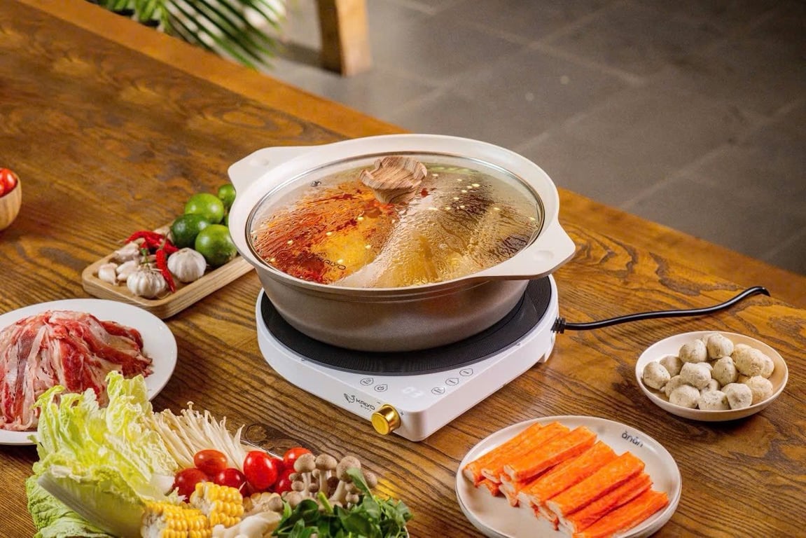 Nồi lẩu nhôm đúc 2 ngăn 26cm Kaiyo