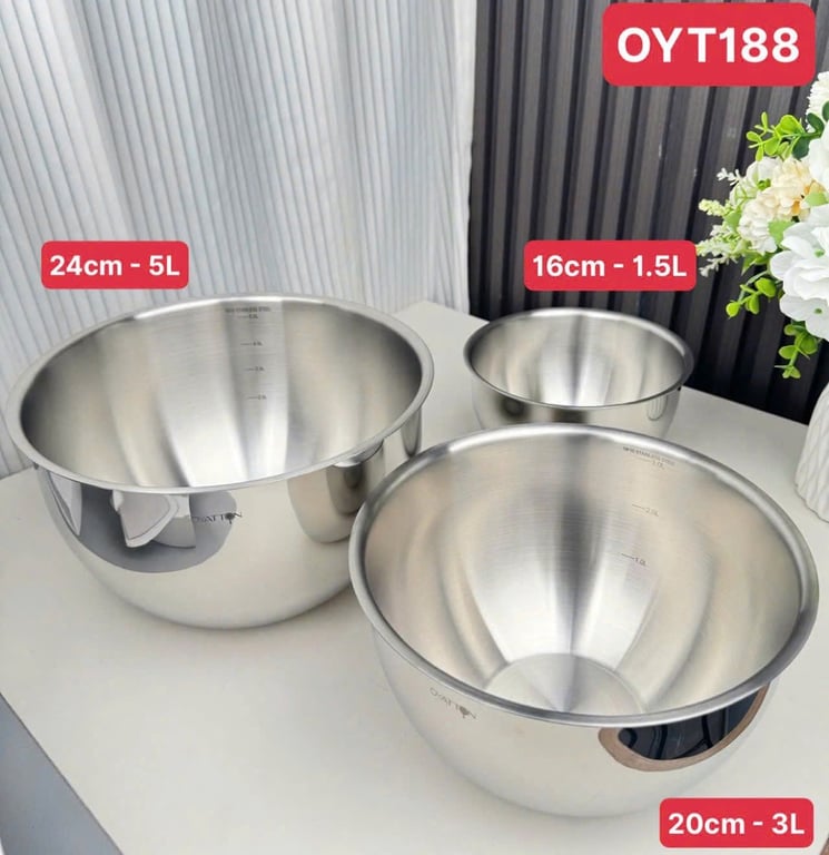 Set 3 tô trộn Oyatton OYT188 16-20-24cm
