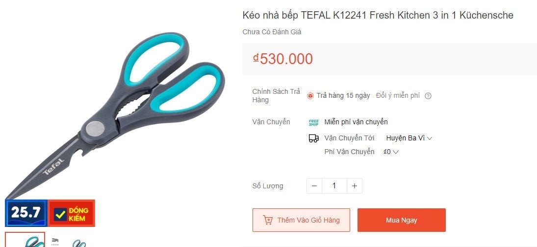KÉO NHÀ BẾP TEFAL 3IN1 K12241 - cầm siêu êm, cắt siêu sắc ngọt