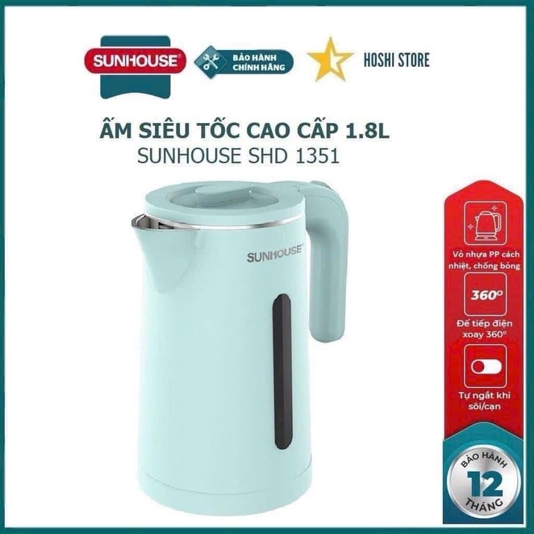 Ấm đun siêu tốc S.unhouse 1.8lit 2 Lớp SHD1351