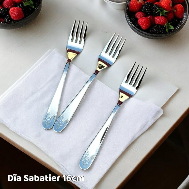 Set 5 thìa/dĩa inox cao cấp cán họa tiết Sabatier 16cm