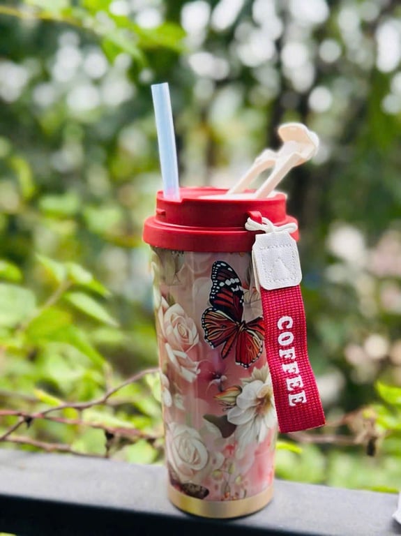 Bình Nước Giữ Nhiệt Inox 316 Mẫu Hoa Hồng 530ml 🌹