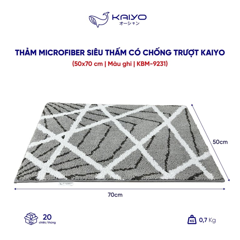 Thảm MicroFiber siêu thấm Kaiyo, 50x70cm