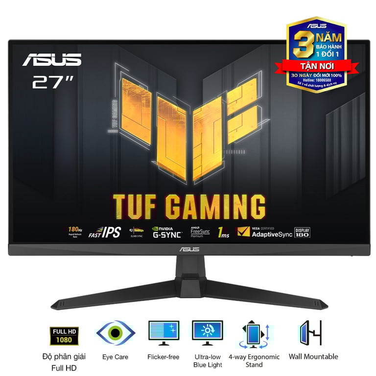 Màn Hình Gaming ASUS TUF VG279Q3A (27.0 inch/ FHD/ IPS/ 180Hz/ 1ms/ ELMBSync/ GSync/ FreeSync)