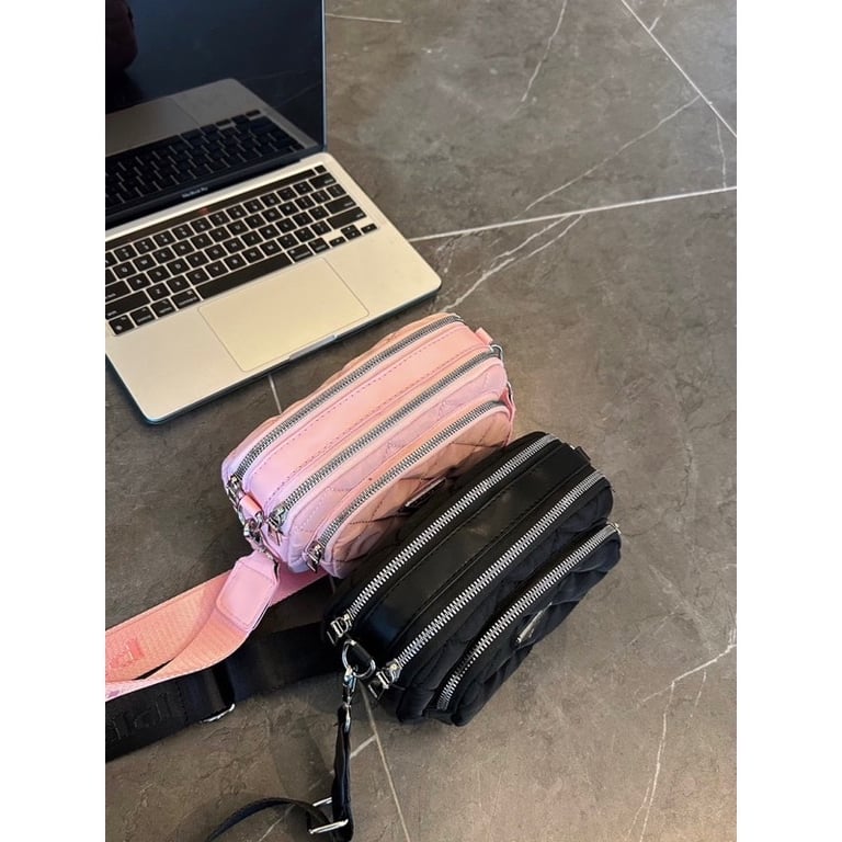 Túi đeo chéo Prada new vải dù ô trám 3 ngăn