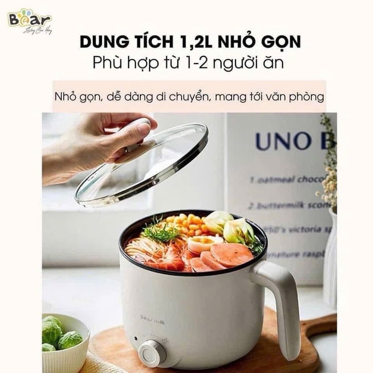 NỒI ĐIỆN MINI ĐA NĂNG BEAR DRG-E12L3 1.2L KÈM GIÁ HẤP❤️