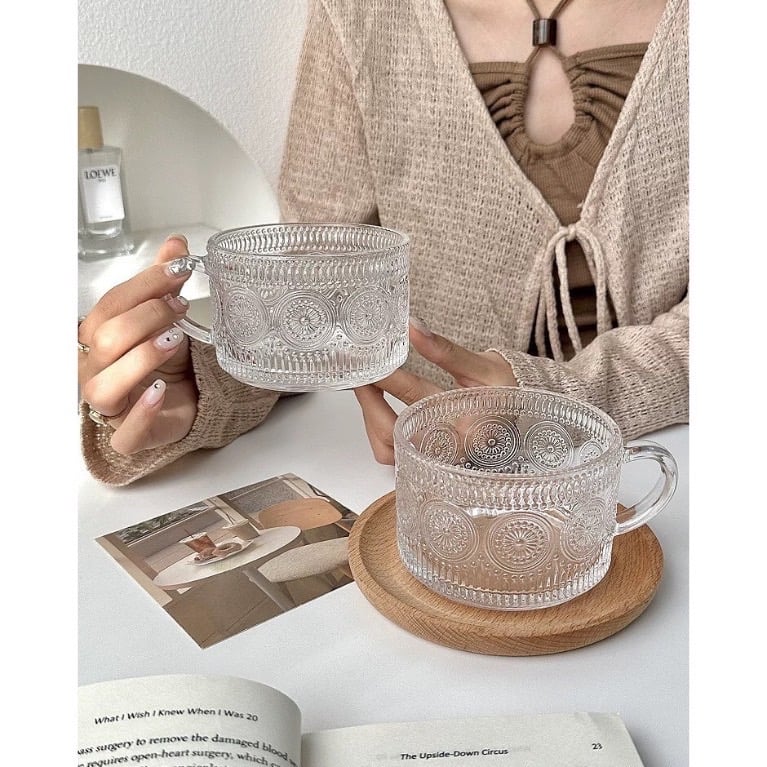 Set 2 cốc thuỷ tinh tiểu thư siêu đẹp