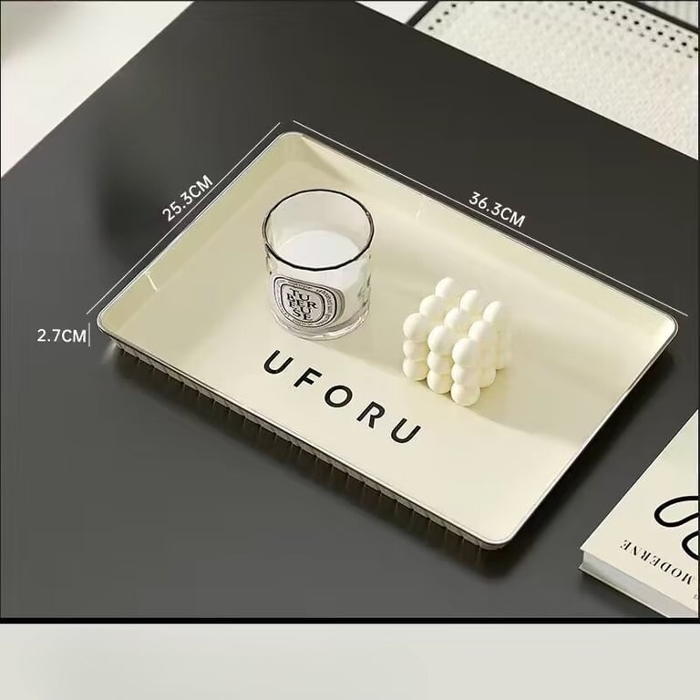 KHAY ĐỰNG ĐỒ ĂN TRÀ BÁNH UFORU MÀU TRẮNG SỮA SANG TRỌNG