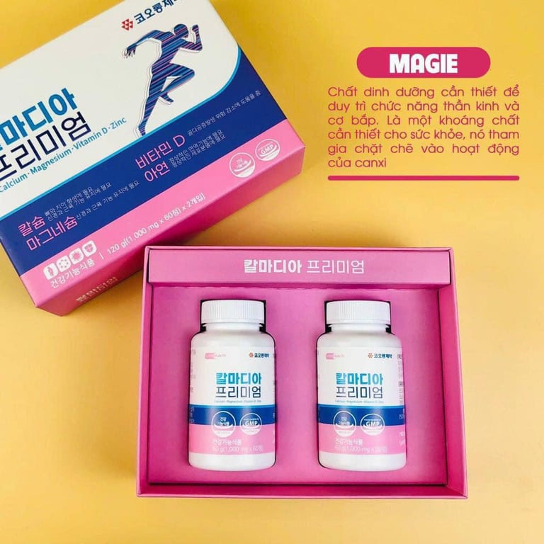 Viên uống canxi, magie, vitamin D và kẽm Hàn Quốc hộp 60 viên