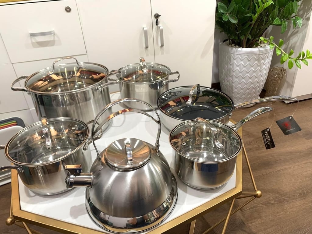 Bộ nồi  inox kaisa villa KV - 6666 inox 6 món 12 chi tiết