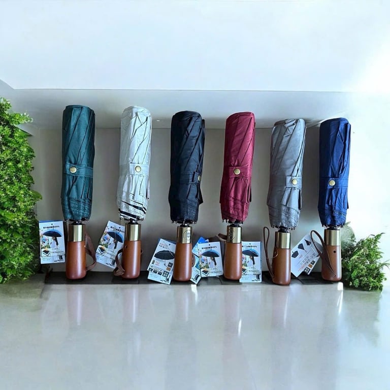 Ô BẤM TỰ ĐỘNG CAO CẤP - TAY CẦM GỖ SANG TRỌNG ⚡️20 NAN, CHỐNG BÃO, CHỐNG TIA UV+50