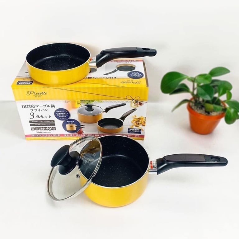 Set 2 nồi chảo 16cm kèm nắp đậy Pearl Nhật