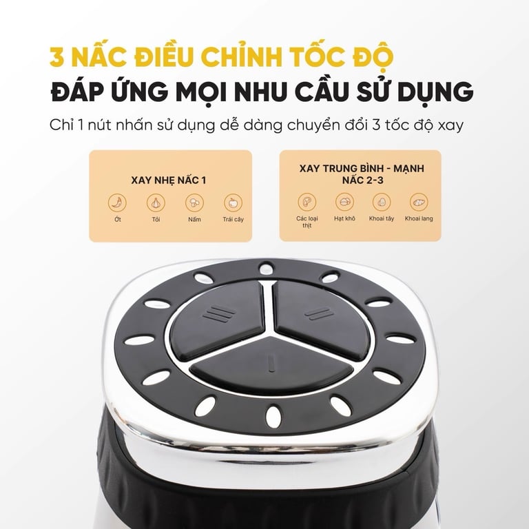 Máy Xay KUSCHELN 2L Cối Inox 304 Kèm Đầu Bóc Tỏi, Đánh Trứng