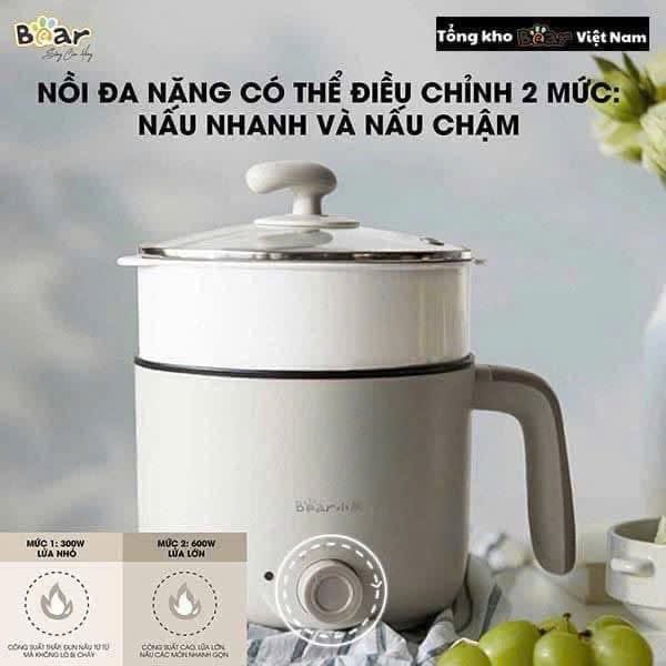 NỒI ĐIỆN MINI ĐA NĂNG BEAR DRG-E12L3 1.2L KÈM GIÁ HẤP❤️