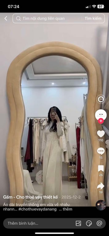 Áo dài be cổ thuyền - AD062