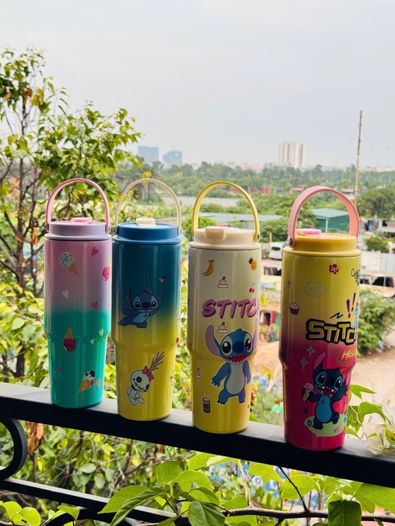 BÌNH GIỮ NHIỆT LABUBU, STITCH, HOẠT HÌNH 900ml