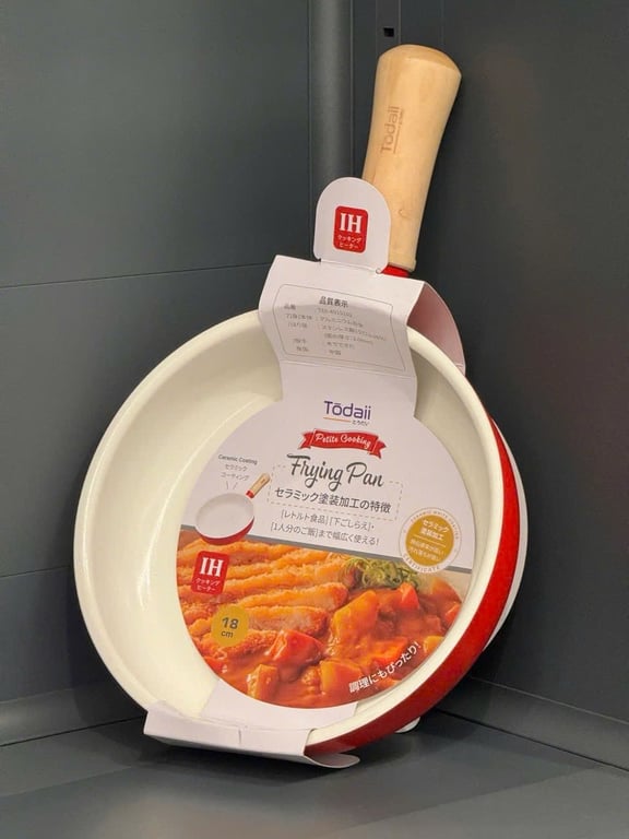 chảo, quánh mini chống dính ceramic, cán gỗ Todaii Nhật Bản