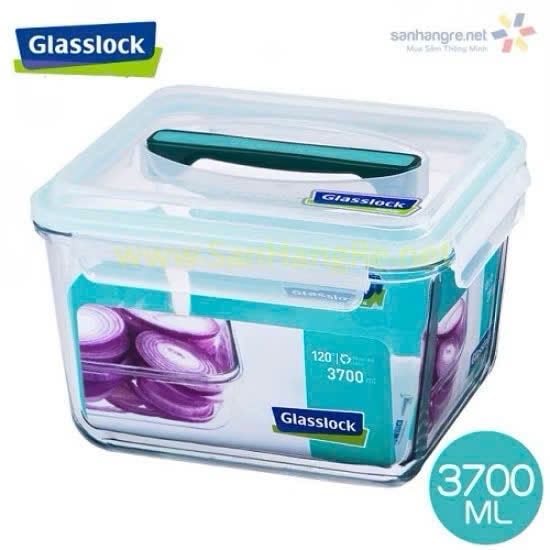 HỘP THỦY TINH CÓ TAY CẦM GLASSLOCK 3700ml MHRB370 của Hàn Quốc dung tích lớn