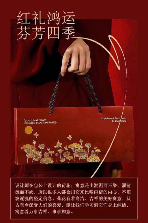 set 3 sáp thơm kèm túi xách phiên bản tết