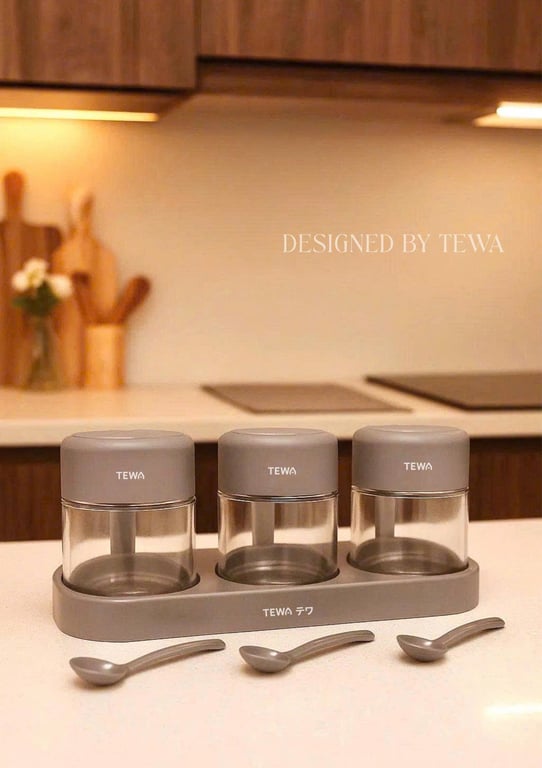 SET 3 LỌ THỦY TINH ĐỰNG GIA VỊ TEWA JAPAN – CAO CẤP & THANH LỊCH