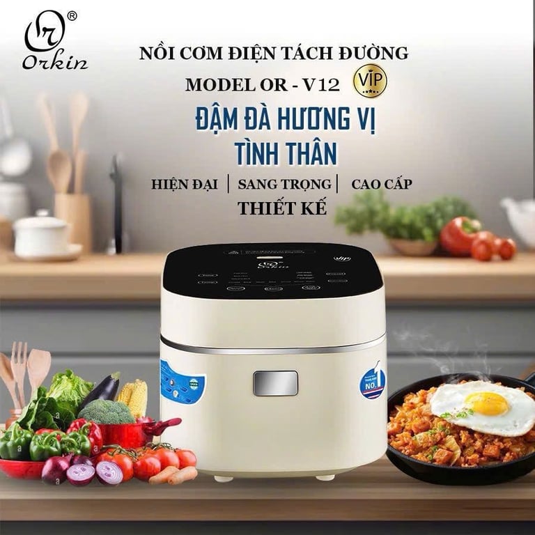 ORV12 - Nồi cơm điện tử tách đường 1.2L 500W Orkin