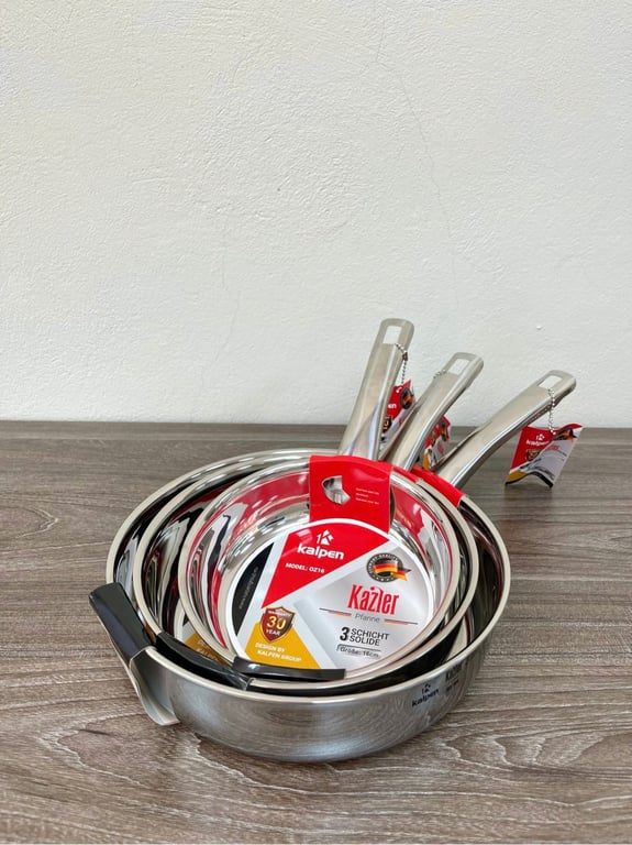 CHẢO INOX 3 LỚP LIỀN KHỐI KALPEN KAZLER 16 20 24CM