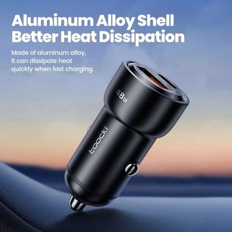 TOOCKI 48W – Tẩu sạc ô tô công nghệ cao 2 cổng PD & USB