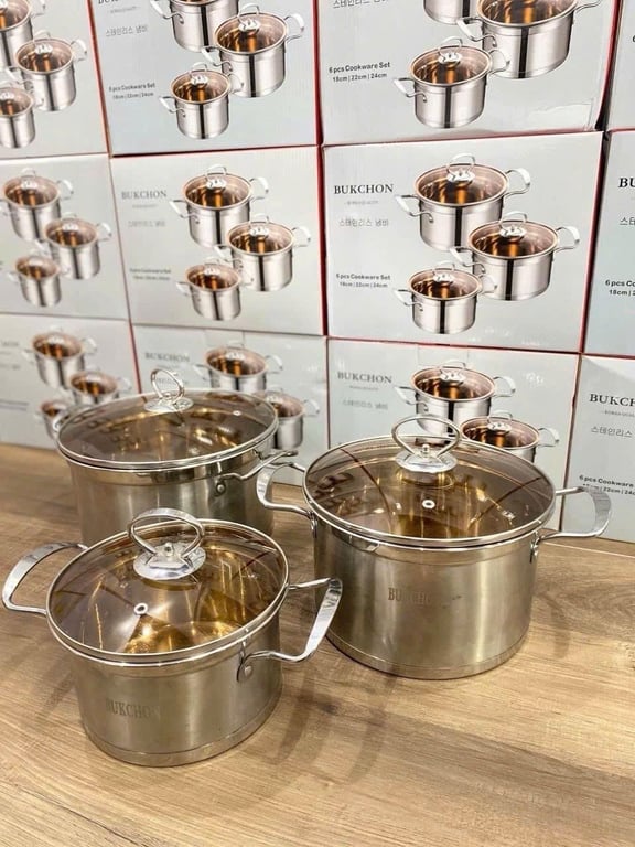 BỘ NỒI 3 INOX VUNG KÍNH BUKCHON