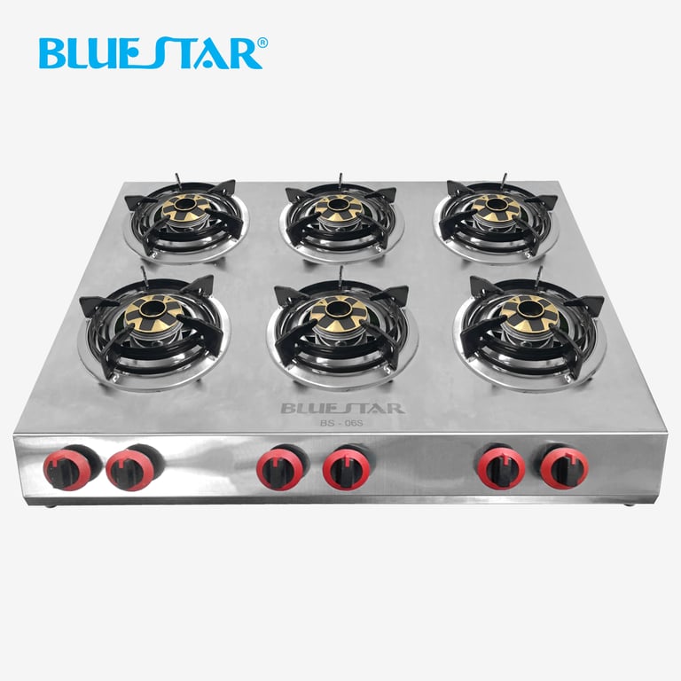 BẾP GAS 6 LÒ ĐIẾU INOX SEN ĐỒNG BS-06SV