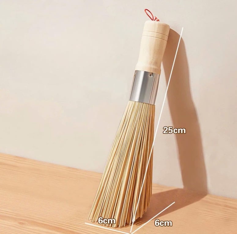Chổi cọ nồi cọ chảo cán gỗ chổi tre cọ