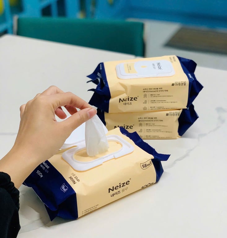 KHL20 - Set 3 hộp Khăn giấy ướt nội địa Hàn Quốc Neize loại 100 tờ/hộp