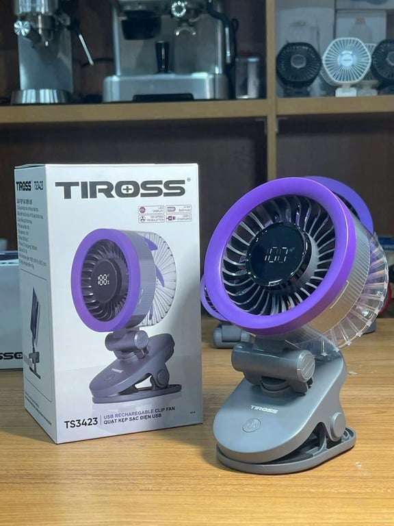 Quạt kẹp sạc điện đa năng mini USB Tiross TS3423