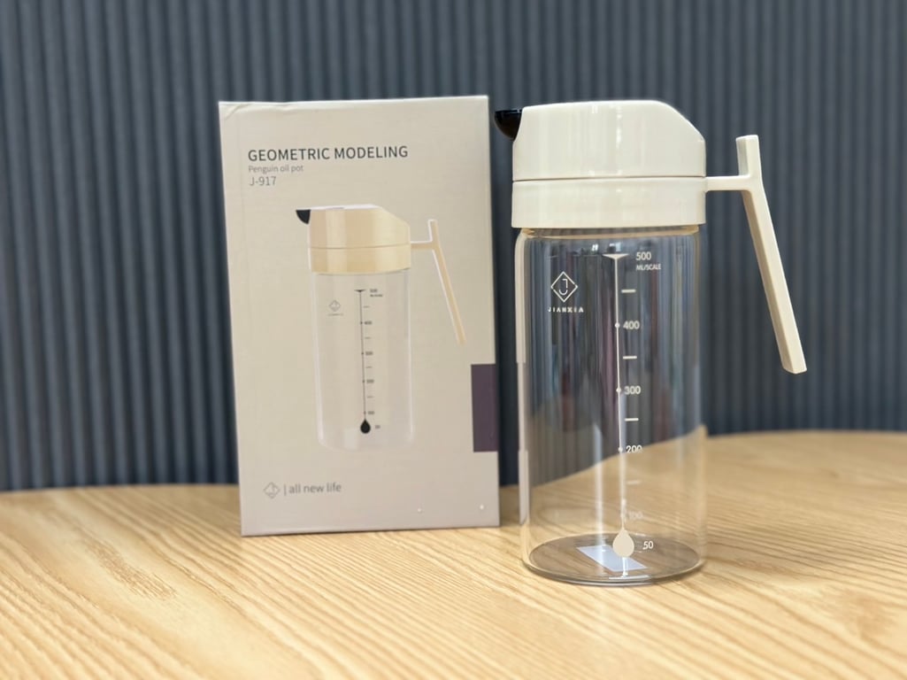 Bình đựng dầu ăn thuỷ tinh thông minh nắp tự đóng mở 500ml