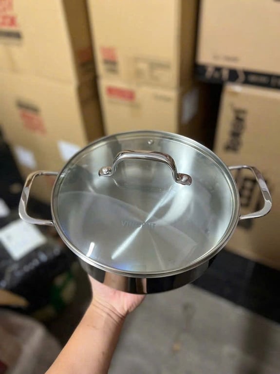 NỒI INOX ĐÁY LIỀN NGUYÊN KHỐI KIMSCOOK VUNG KÍNH sz 24-28cm