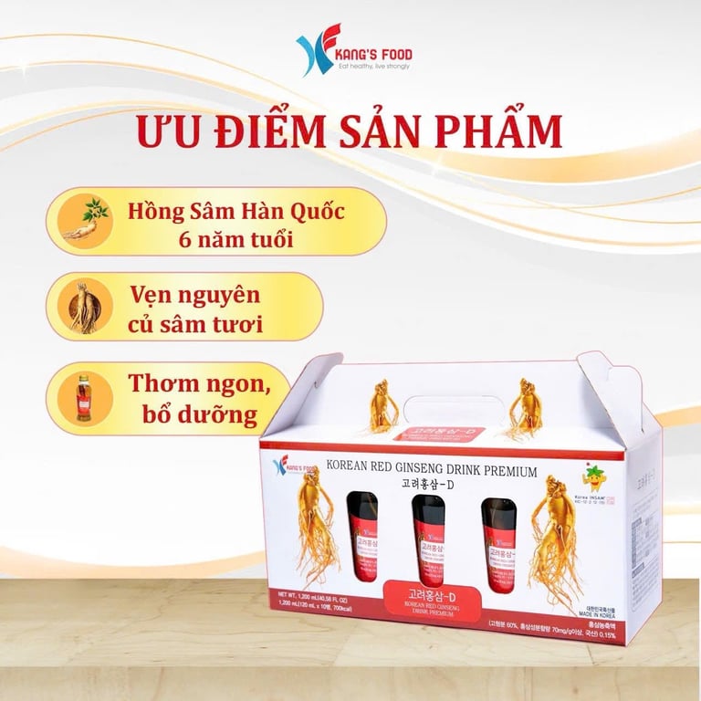 NƯỚC HỒNG SÂM CÓ CỦ KANG'S FOOD 120ML x 10 CHAI