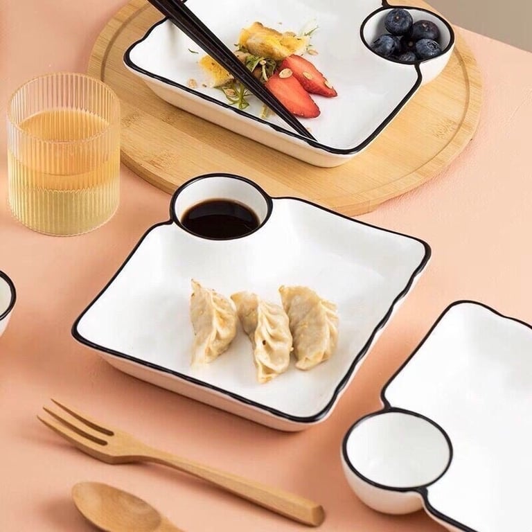 Set 4 Đĩa liền với bát con