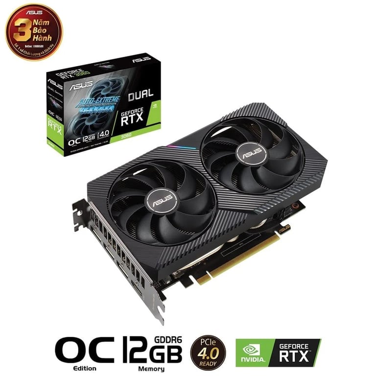 VGA ASUS Dual GeForce RTX 3060 OC Edition 12GB V2 (DUAL-RTX3060-O12G-V2)