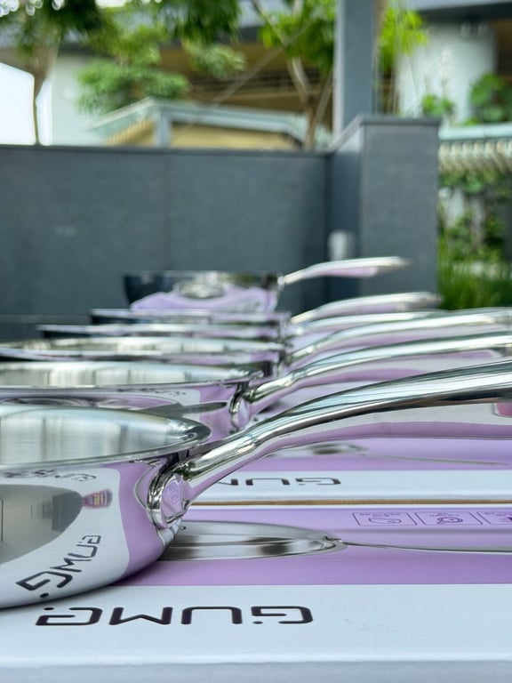 CHẢO INOX 18/10 NGUYÊN KHỐI GUME SIZE 18CM/20CM/24CM/26CM