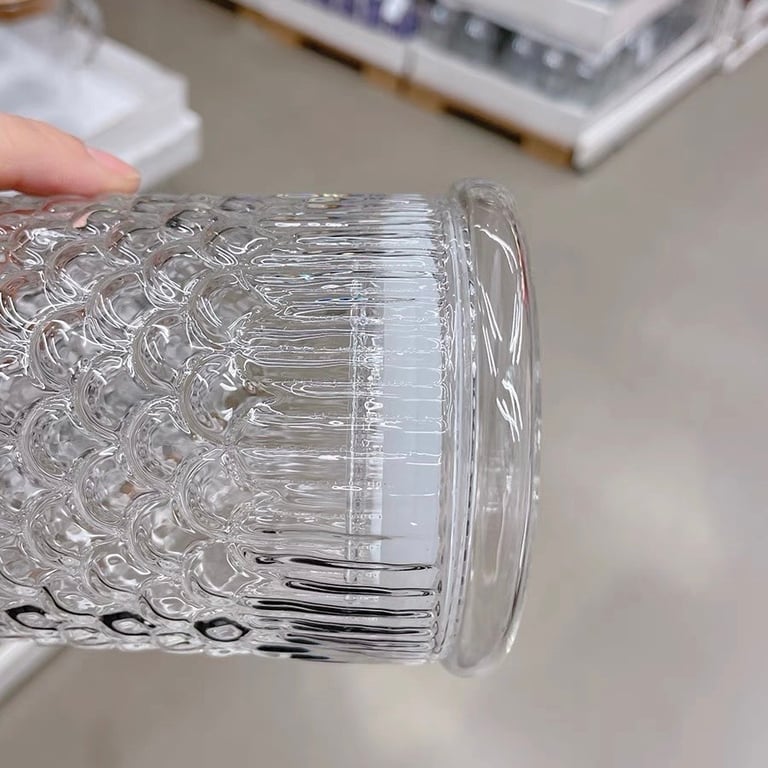 Ly thủy tinh có nắp kèm ống hút phiên bản vảy cá 650ml