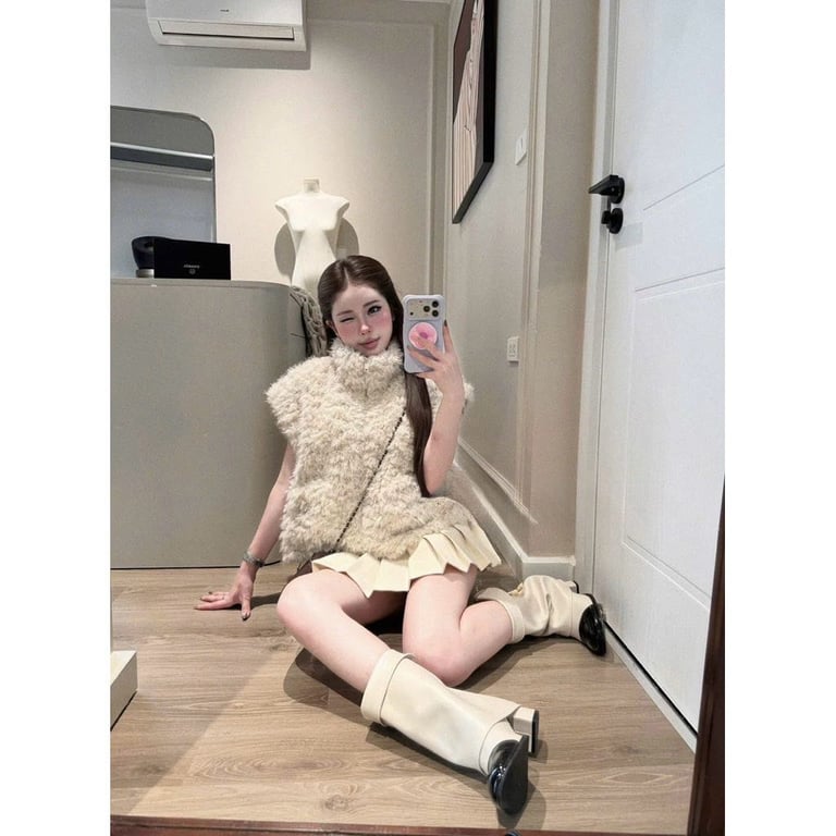 Ak ghile lông cừu be