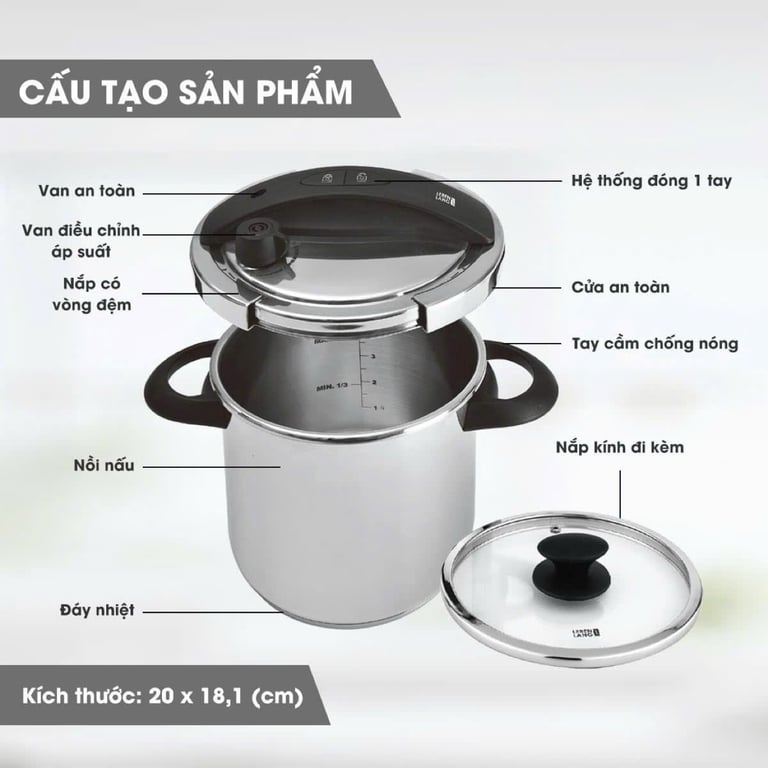 Nồi áp suất lebenlang LBL0909 5.5L Đường kính 21cm