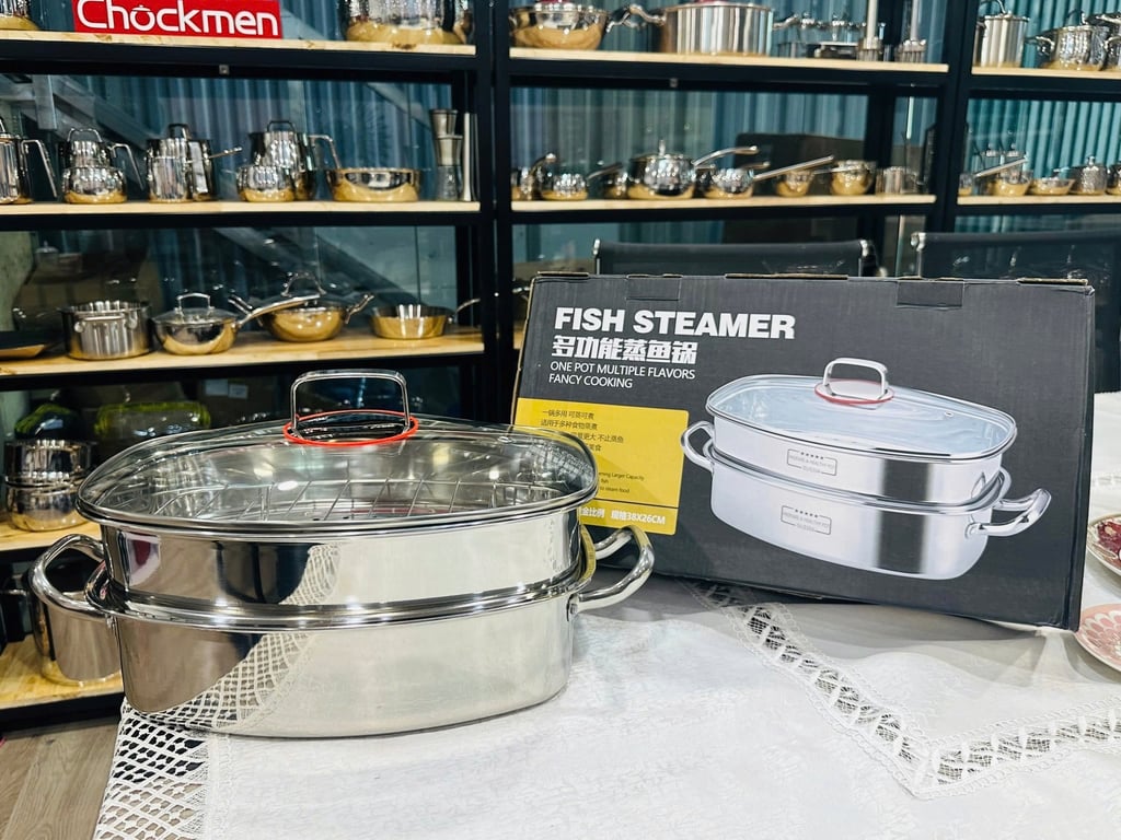 RK718 - NỒI HẤP CÁ 2 TẦNG INOX 304