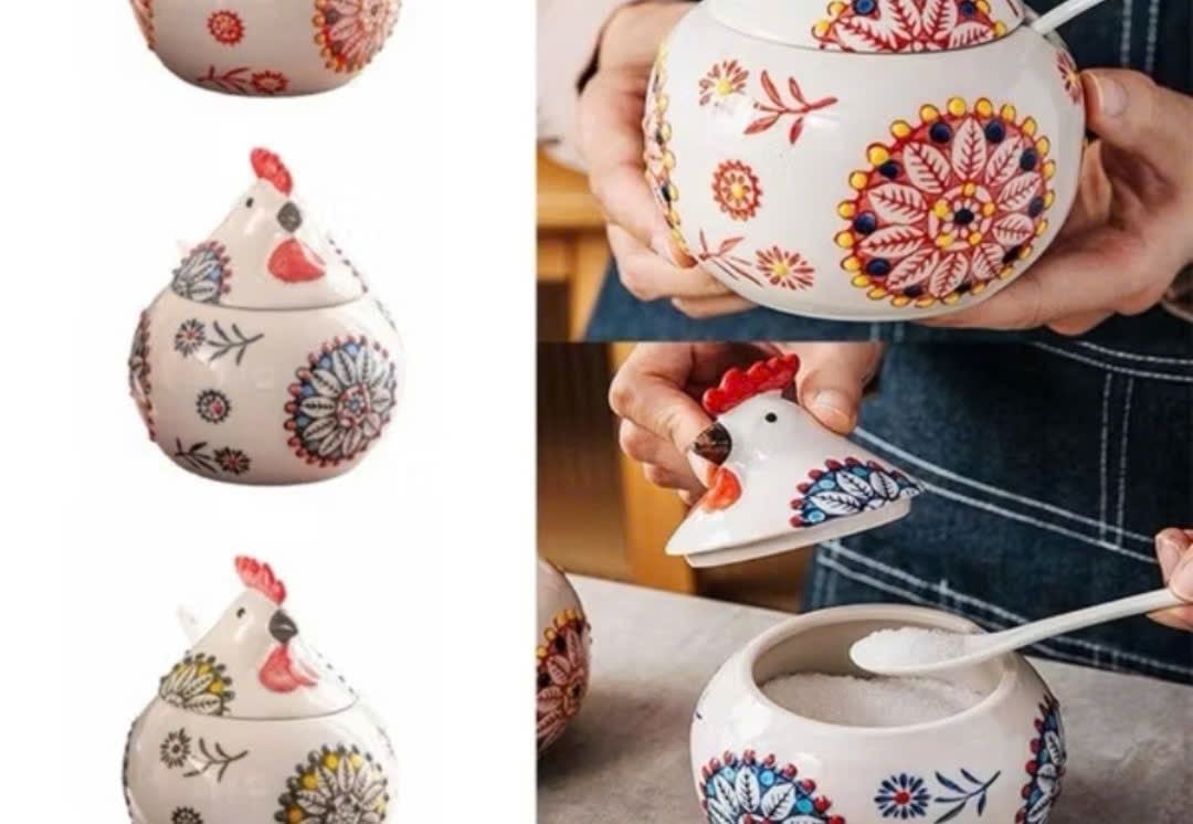 HŨ ĐỰNG GIA VỊ HÌNH CON GÀ - KÈM KHAY & THÌA TREGOER