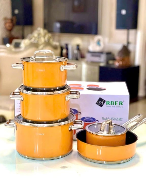 Bộ nồi từ chảo 5 món cao cấp màu cam ARBER - AN05SMC