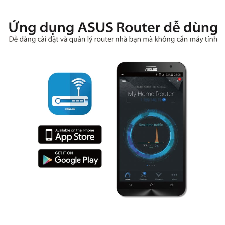 Bộ Định Tuyến Wifi 6 Asus RT-AX1800HP MU-MIMO AX1800Mbps
