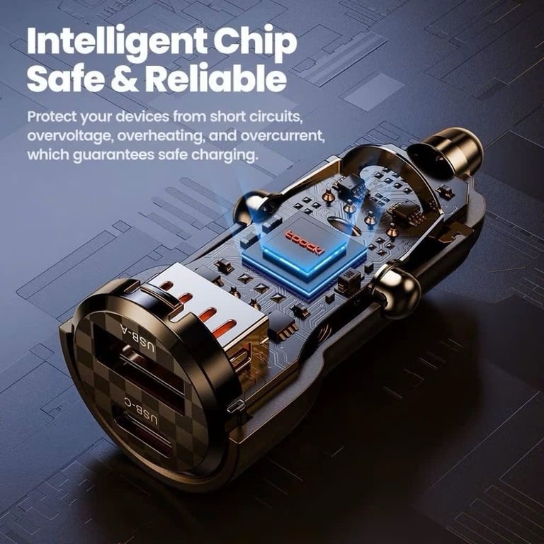 TOOCKI 48W – Tẩu sạc ô tô công nghệ cao 2 cổng PD & USB