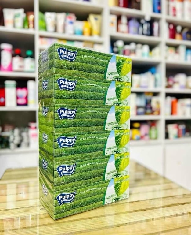set 6 hộp KHĂN GIẤY PULPPY TRÀ XANH 100 tờ