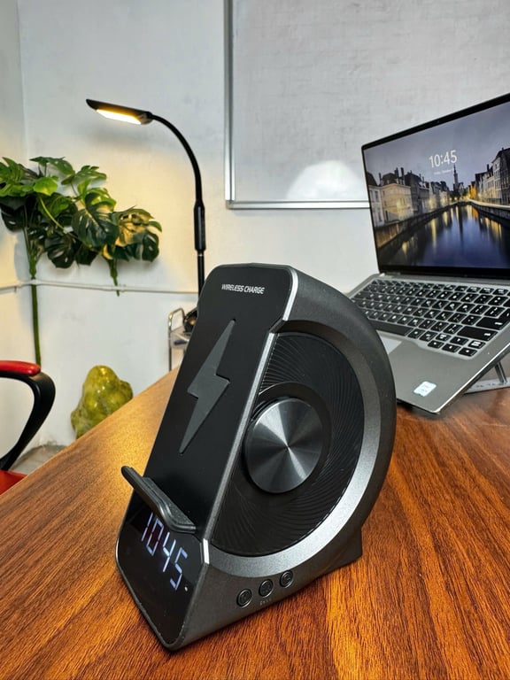 LOA BLUETOOTH iHIP (MỸ) SM02 – KIÊM SẠC KHÔNG DÂY & ĐỒNG HỒ BÁO THỨC