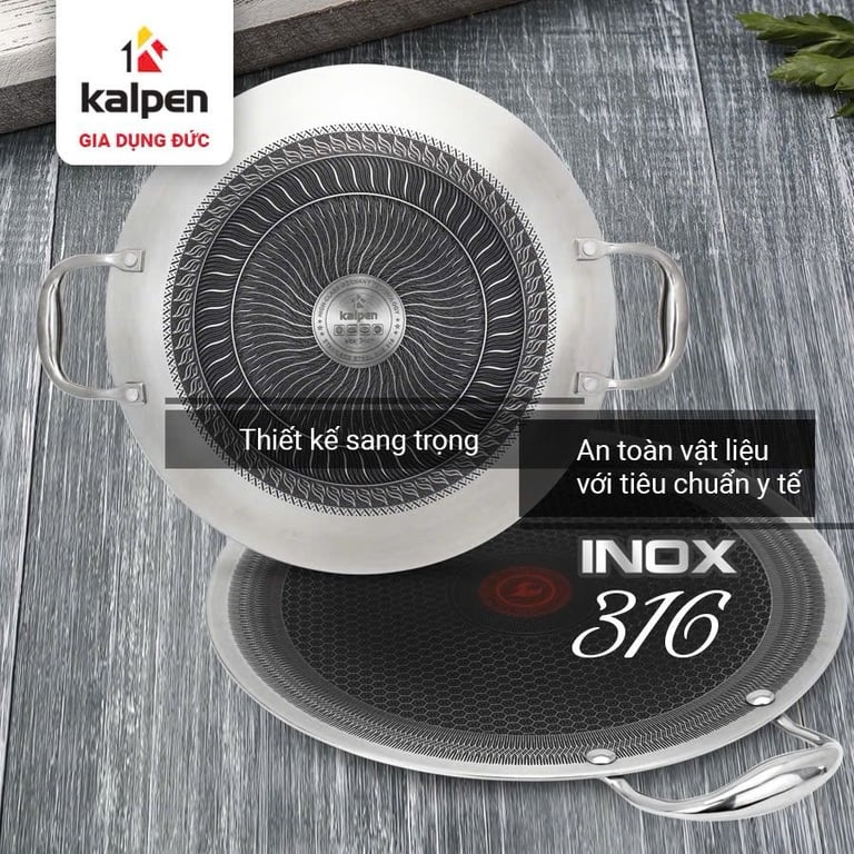 Vỉ Nướng BBQ Inox 5 Lớp Kalpen Hybrid HB38 size 38cm