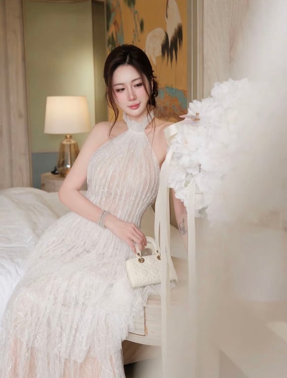 Váy yếm tầng ren ly
